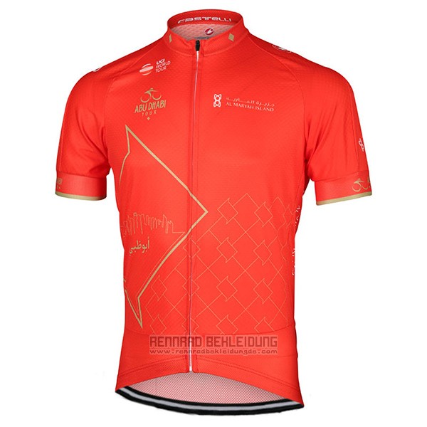 2017 Fahrradbekleidung Abu Dhabi Tour Orange Trikot Kurzarm und Tragerhose